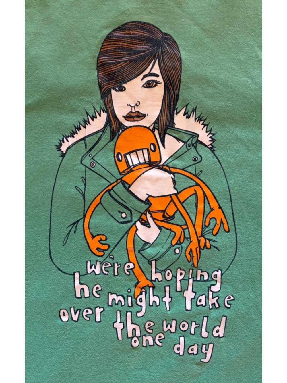 Vintage Y2K Indie FYOKD Robot Shirt M Baby Tee Graphic Cyber AI Humor Funny
